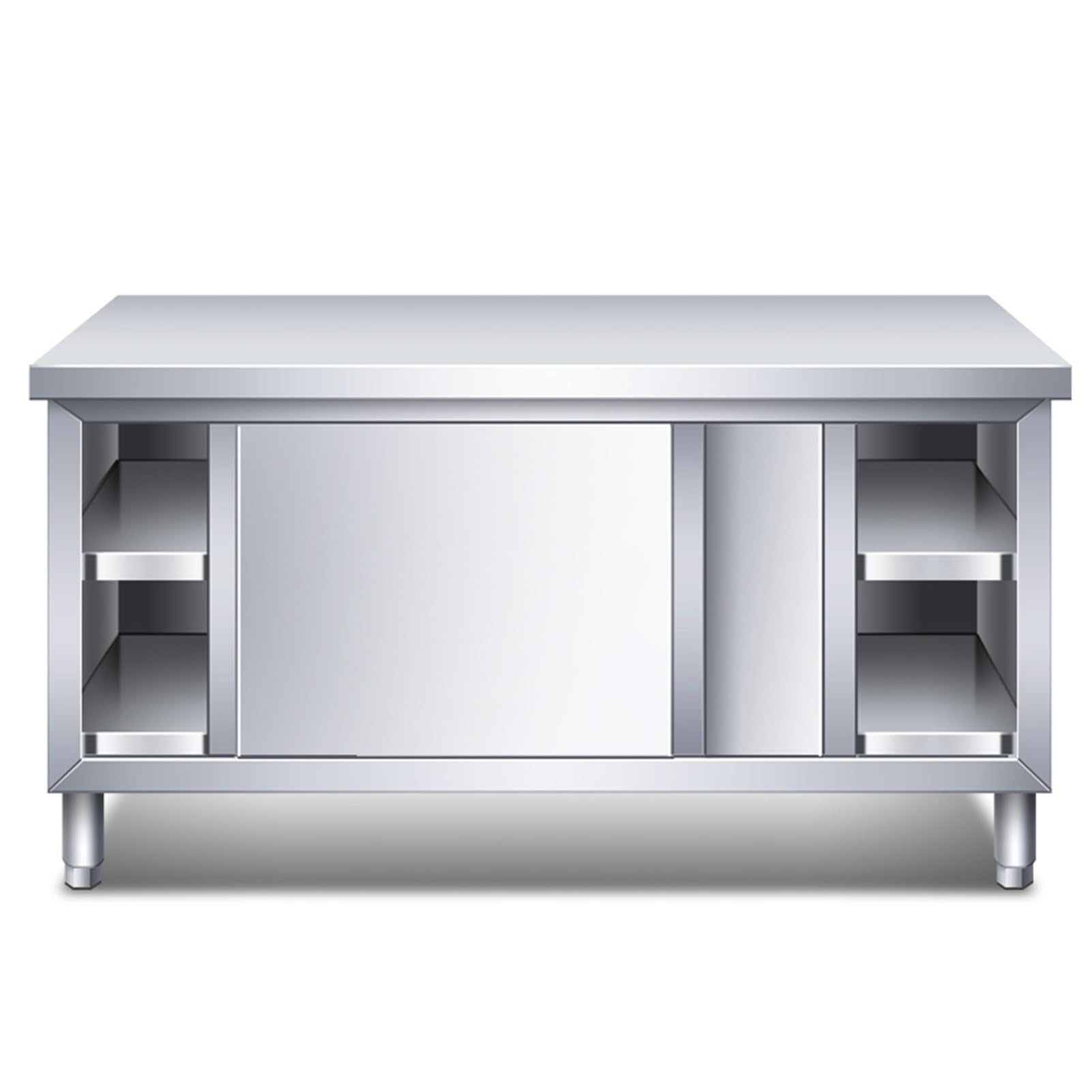 Table de préparation de cuisine en inox avec meuble 80x60cm