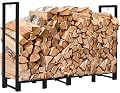 Koutemie 8Ft Outdoor Firewood Rack Holder for Fireplace Wood Storage, Adjustable Fire Log Stacker Stand, Black