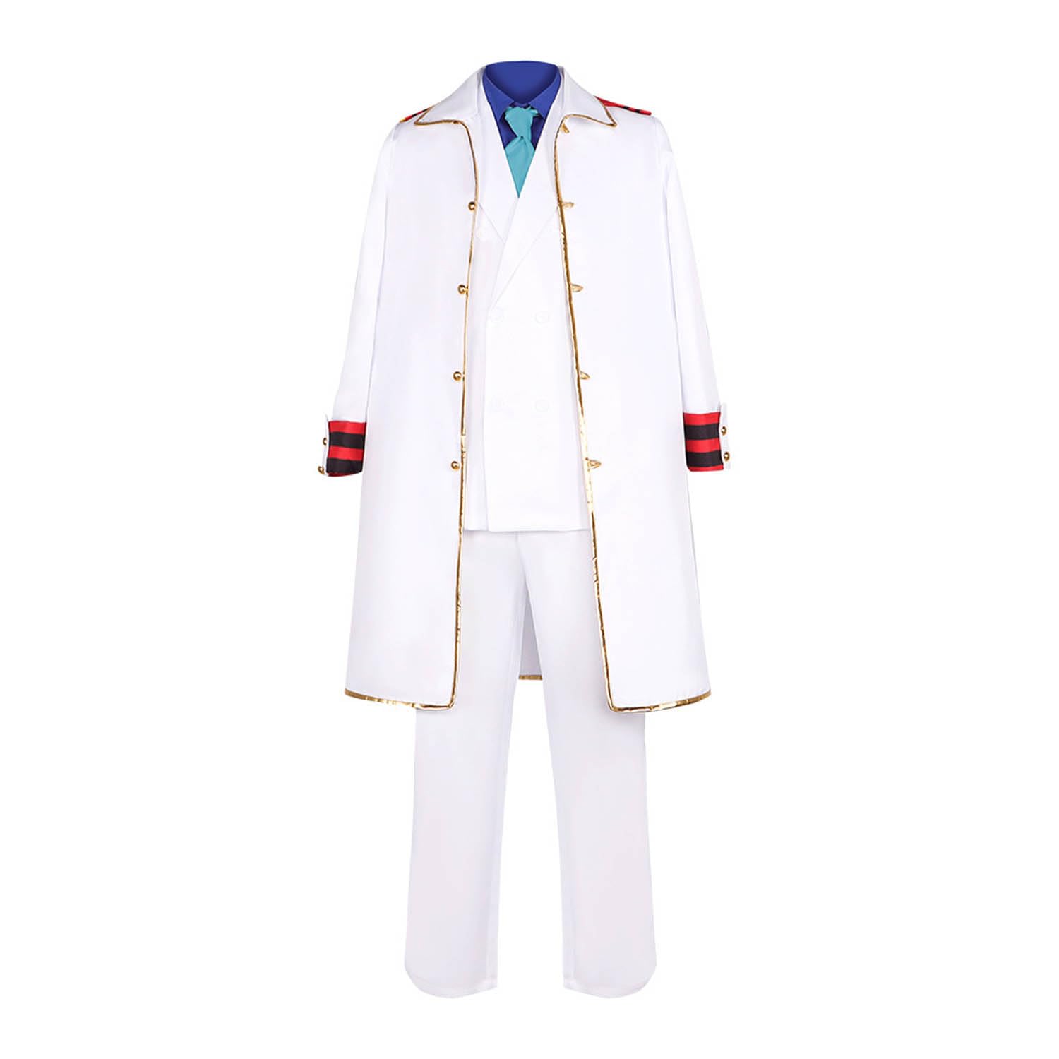 Anime One Piece Monkey D Garp Cosplay Costume Tenue Portgas D Ace Jeu de Rôle Uniforme Blanc Cape Chemise Ensemble Complet Halloween Carnaval Fête Habiller pour Hommes