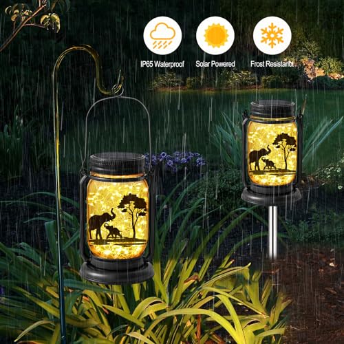 2 Pack Solar Lanterns - Outdoor Hanging Mason Jar Fairy Lights - Image 2