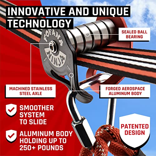 Fofana Ninja Slider Zip Lines For Kids And Adults Outdoor - 65 Ft Slackline Zipline Kits For Backyard - Obstacle Course - Zipline For Backyard - Ninja Warrior Accessory - Outdoor Toy #TOP4