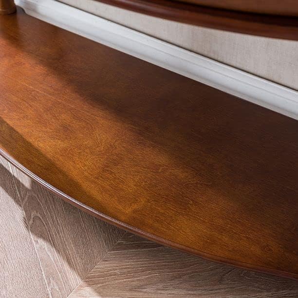 KWOKING Semi-Circular Rubber Wood Console Table Solid Wood Accent Table with Floor Shelf for Hall Porch Entrance Living Room Aisle Corridor Against The Wall Foyer Walnut 35.5" H x 38.5" L x 15" W 35.5"H x 38.5"L x 15"W Walnut