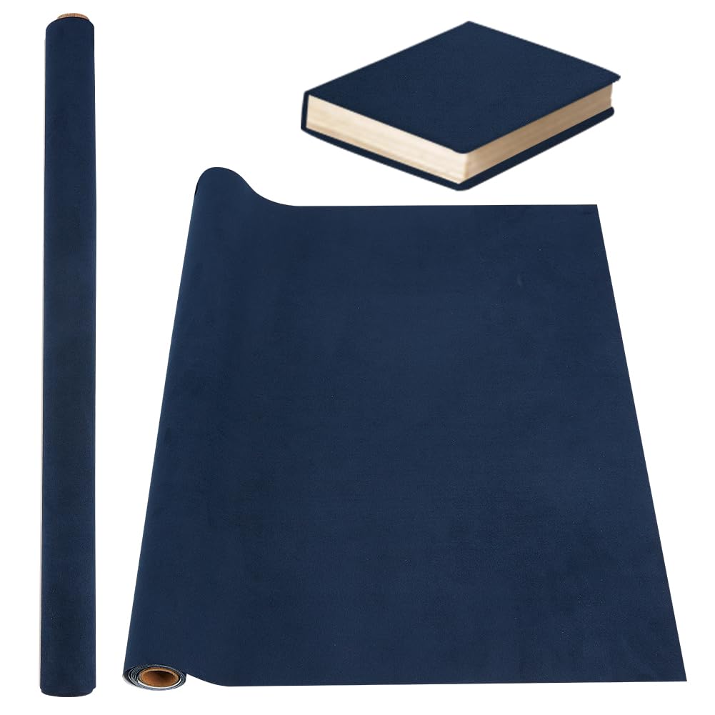 OLYCRAFT 100 x 43 cm panno per rilegatura libri blu medio superficie in similpelle con retro in carta panno per libri fai da te copertura protettiva per rilegatura di libri album album fai da te