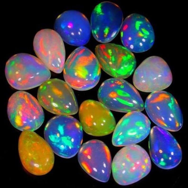Opale multi feu de qualité AAA cabochons ovales 4x5mm en gemme véritable - 5