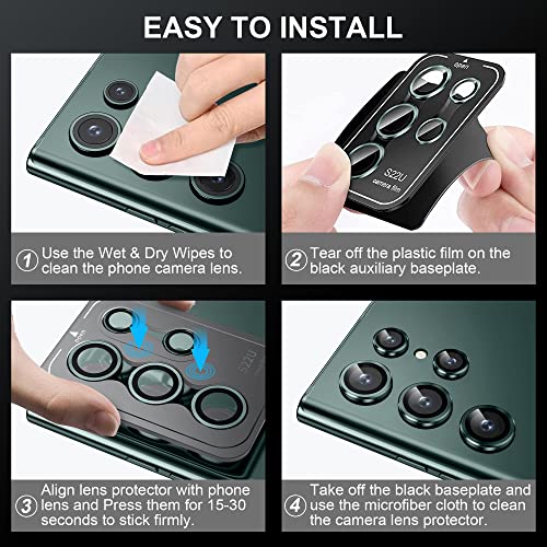 Image of Hoerrye Camera Lens Protector for iPhone 13 Pro Max (6.7 inch) & iPhone 13 Pro (6.1 inch), Titanium Alloy-Space Metal, Military-Grade Shatterproof (Black) (Green)