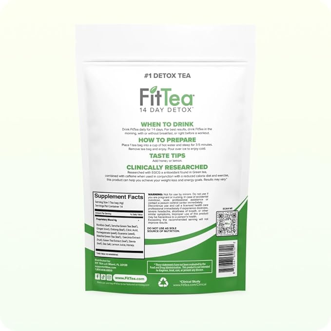 FitTea The Original 14 Day Detox Tea for Weight Loss and Belly Fat - Detox Cleanse Weight Loss Tea for Women and Men - Clinically Tested Slim Tea Detox Drink