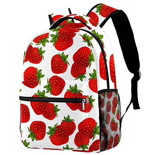 Sac à dos de voyage fraise avec porte-bouteille pour enfants