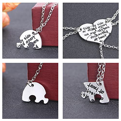 YALLNASL Sister Gift Puzzle Necklace for 3 Matching Heart Necklaces for Sisters Best Friends Side by Side or Miles Apart Sisters Necklace for BFF Besties Christmas Gifts 5