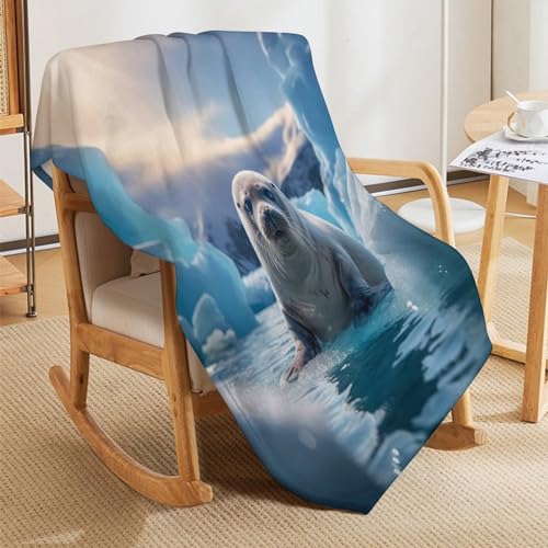 Couverture Polaire en Flanelle Imprimé Phoque 140x180cm - 8