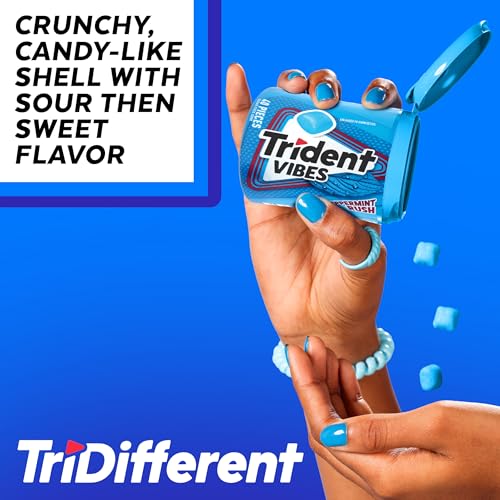 Image of Trident Vibes Sugar Free Chewing Gum, Peppermint Rush Gum, Regular Size, 40 Piece Bottle