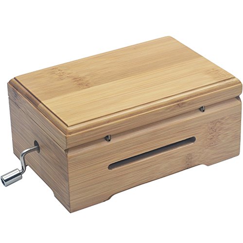 Wingostore 30 Notes Hand Crank Music Box Movement With Copper Gear Diy Make Your Music Tool Kit (With Bamboo Box) #TOP2
