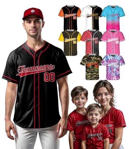 Custom Baseball Jersey - Personalized Softball Uniform Customized Sport Shirt with Printed Name Number Logo for Men Women Adult Youth Toddler Boy Girl