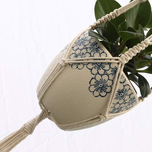 DOITOOL Cesto de vaso de flores para pendurar à mão - bolso de rede de corda de algodão tecido, cest