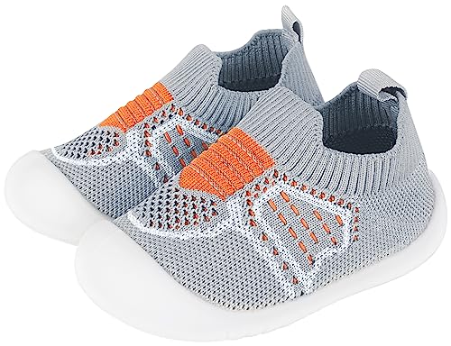 Sisttke Baby Sock Shoes Toddler Slipper Socks Non-Slip First Walking Breathable Mesh Infants Shoes Baby Sneaker for Boys Girls,Grey-6