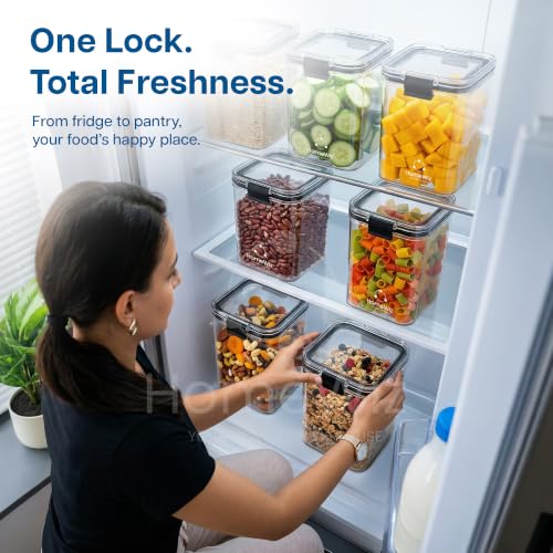 Image of HomeWiz Airtight Kitchen Storage Box 1200ml x10 | Containers For Kitchen Storage Set | Food Grade BPA-Free Kitchen Containers Set With 2 Side Clip-Lock | Stackable, For Pantry and Fridge Storage