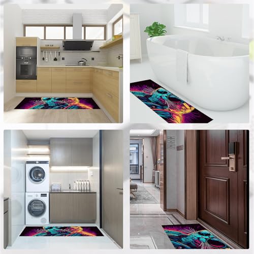 Tapis de cuisine antidérapant lot de 2 lavable motif chat 50x150cm