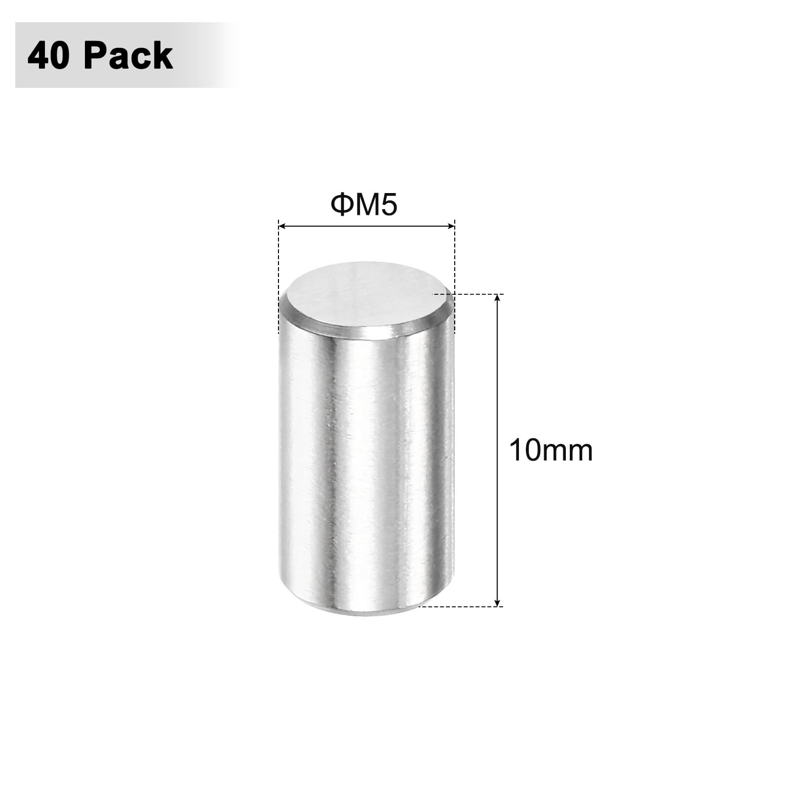 M METERXITY 40-Pack 5 x 10 mm Dowel Pin, 316 Stainless Steel Support Pin Fastener Elements for Metal Devices/Wooden Projects - Image 3