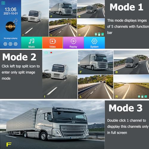 Image of 4K Backup Camera System with 10.36 inch IPS 5-Channel Touch Screen Monitor Rear Side View 5 AHD Camera DVR Recording Backup Heavy Duty Camera for Truck Bus RV Trailer Semi Box EH5 VEKOOTO
