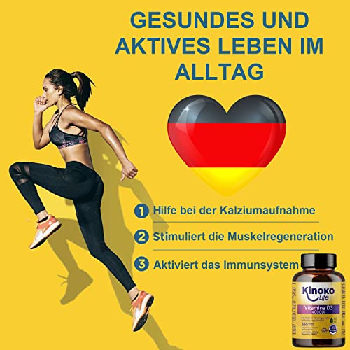 Vitamin D3 4000 IE mit 365 Kapseln. Natürliches Vitamin D-Cholecalciferol mit nativem Olivenöl extra. Für die Gesundheit und das Wohlbefinden unseres Körpers.