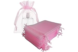 50 Count Sheer Organza Drawstring Bags for Multipurpose Use