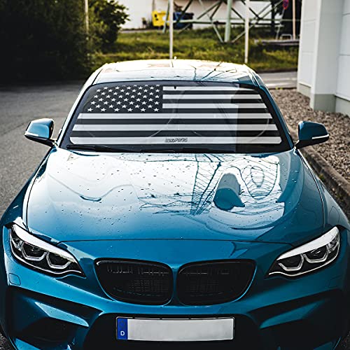 Car Front Windshield Sun Shade, American Flag Steering Wheel Sun Visor For Car, Uv Rays And Privacy Protection, Foldable, Keep Car Cool, Fit For Most Vehicles (Black, 63"X35") #TOP6