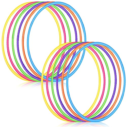 Sratte 6 Pcs Exercise Hoop Detachable Adjustable Plastic Hoops Snap Together Toy Ring Color Playground Toys for Girls and Boys Party Games, Sports, Exercise, Dog Training(28 Inch,Simple Colors)