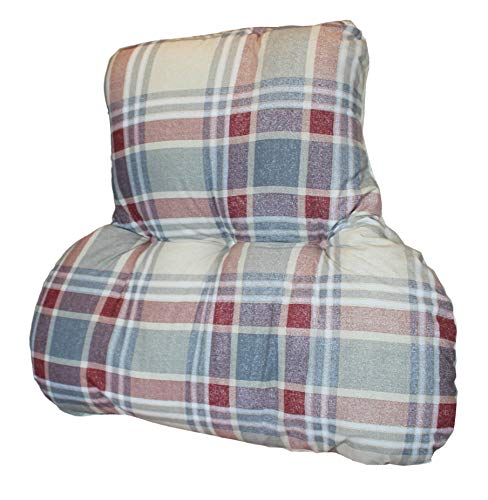 Duvet and Pillow Company POSTURE THERAPY XL BACK SUPPORT CUSHION - Tartan Print - Lumbar/Spine/Orthopedic Armchair Support & Pain Relief - T-Shaped - Reading, TV - GREAT GIFT! (Berwick (Red & Grey))