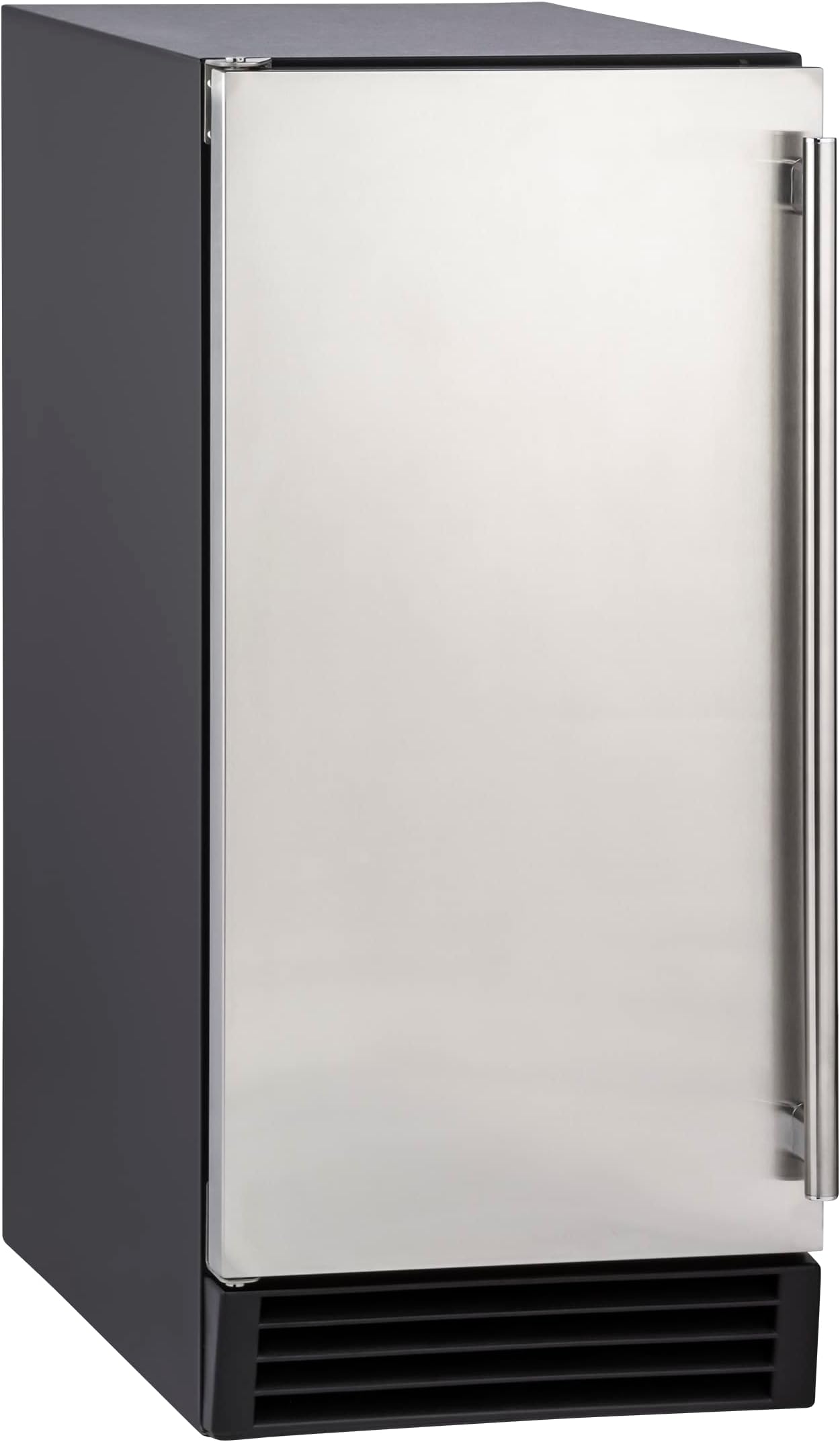 Self-Contained Indoor Ice Machine, 15"W, 60 lbs, Full Dice Ice Cubes, Energy Star Listed, in Black with Stainless Steel Door (MIM50)