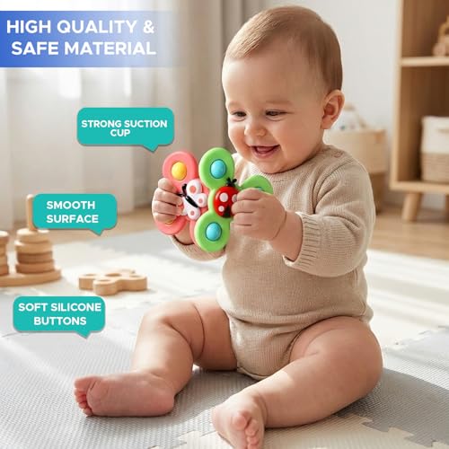 Image of NHR Baby Suction Cup Spinner Toys Set, Three Piece Bath Fidget Rattles
