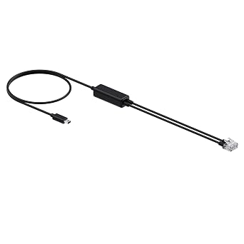 Yealink Mini USB to RJ9 Analog Telephone Cable for WH64/WH63 E2/WH68 Headsets - Audio Only, NO Remote Call Control - Compatible with Cisco, Poly, Avaya, Mitel Desk Phones.
