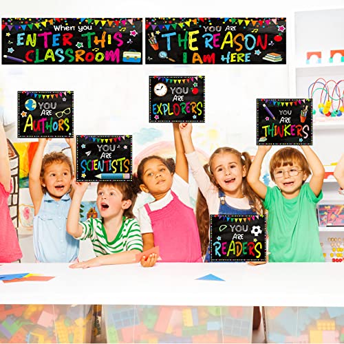 chiazllta Classroom Decorations Bulletin Board Poster Banner Set Classroom Party Supplies for Kindergarten Pre-School Primary High School(When You enter Classroom)