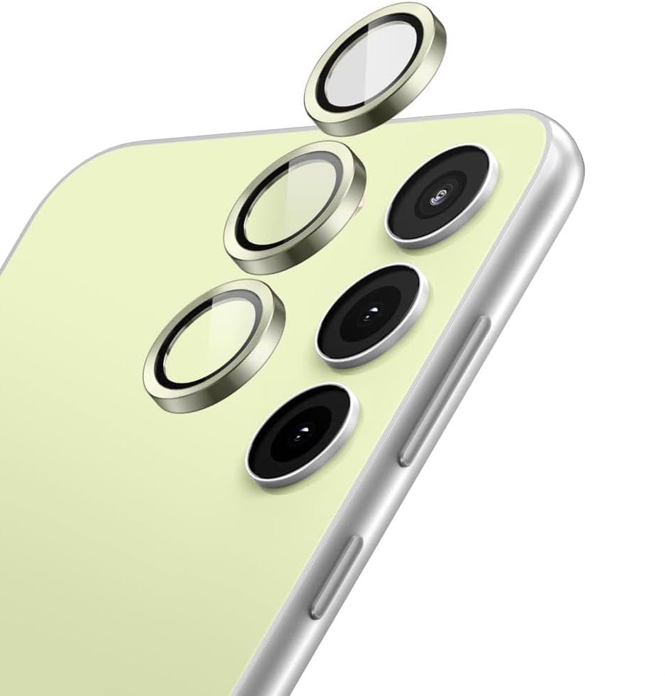 A3sprime Camera Lens Protector for Samsung Galaxy S24 Plus 5G |Full Coverage 9H Surface Hardness Tempered Glass with Metal Ring Guard Camera Protector| - Set of 1 Pairs (Light Green)