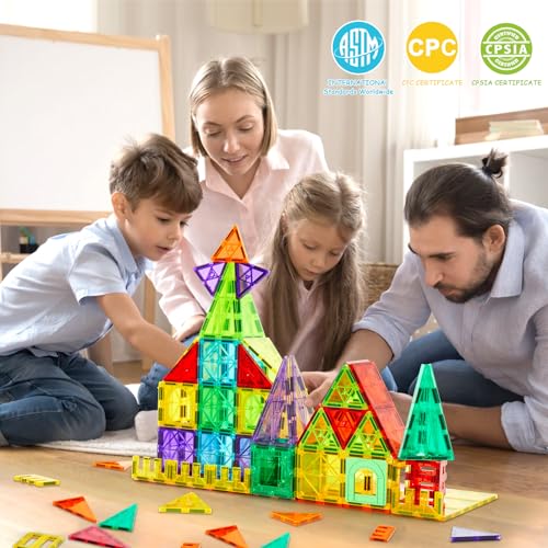 Dopyye 132-Piece Magnetic Tiles with 2 Cars — view 4