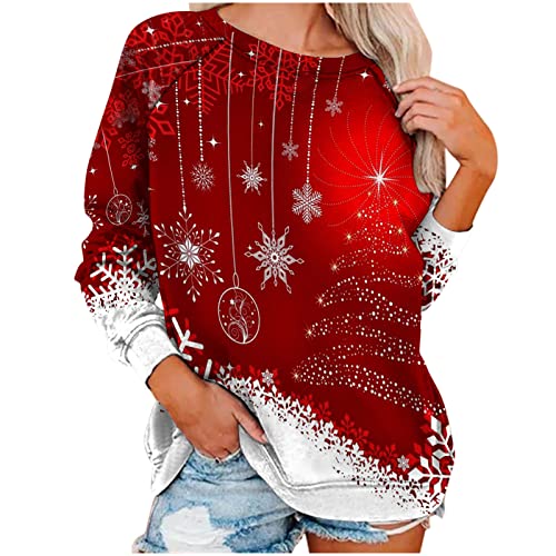 Roupas de Natal para meninas adolescentes com punho manga comprida casaco moletom gola canoa estrela