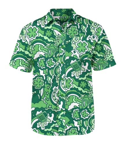 Chemise St. Patrick's Day rétro motif vintage coupe XXL boutonnée au style décontracté