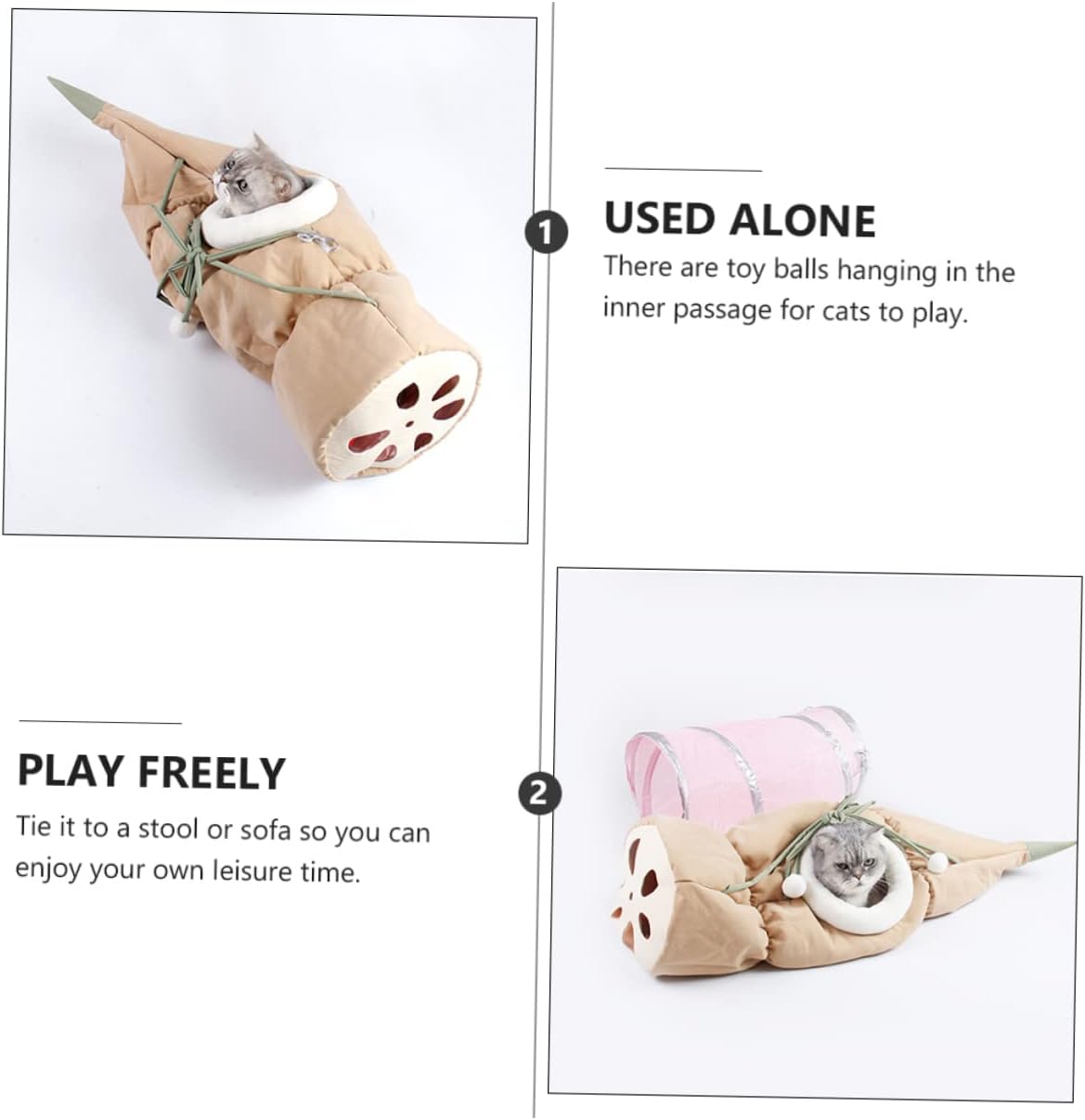 1pc Folding Cat Tunnel Bed Lotus Root Design Cat Hammock for Play and Sleep Random Color