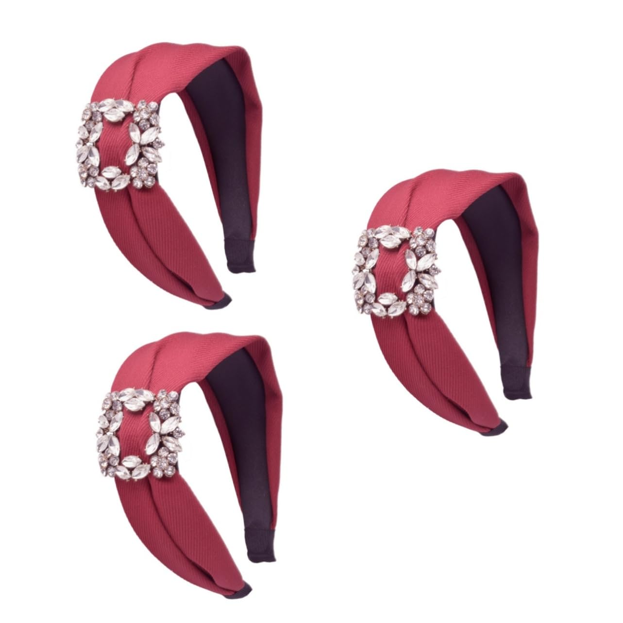 3pezzi Fermaglio Per Con Strass Cerchietto Elegante Vino Rosso Accessorio Alla Moda Per Donne e Ragazze Per Cerimonie e Occasioni Speciali