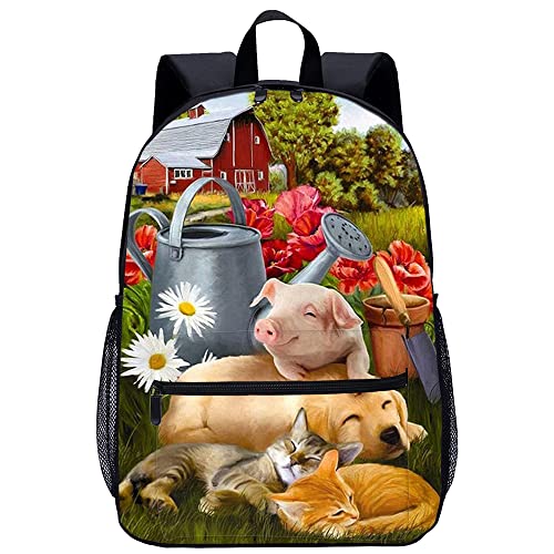 Sac à dos imprimé en 3D motif chien cartable unisexe ergonomique 45cm