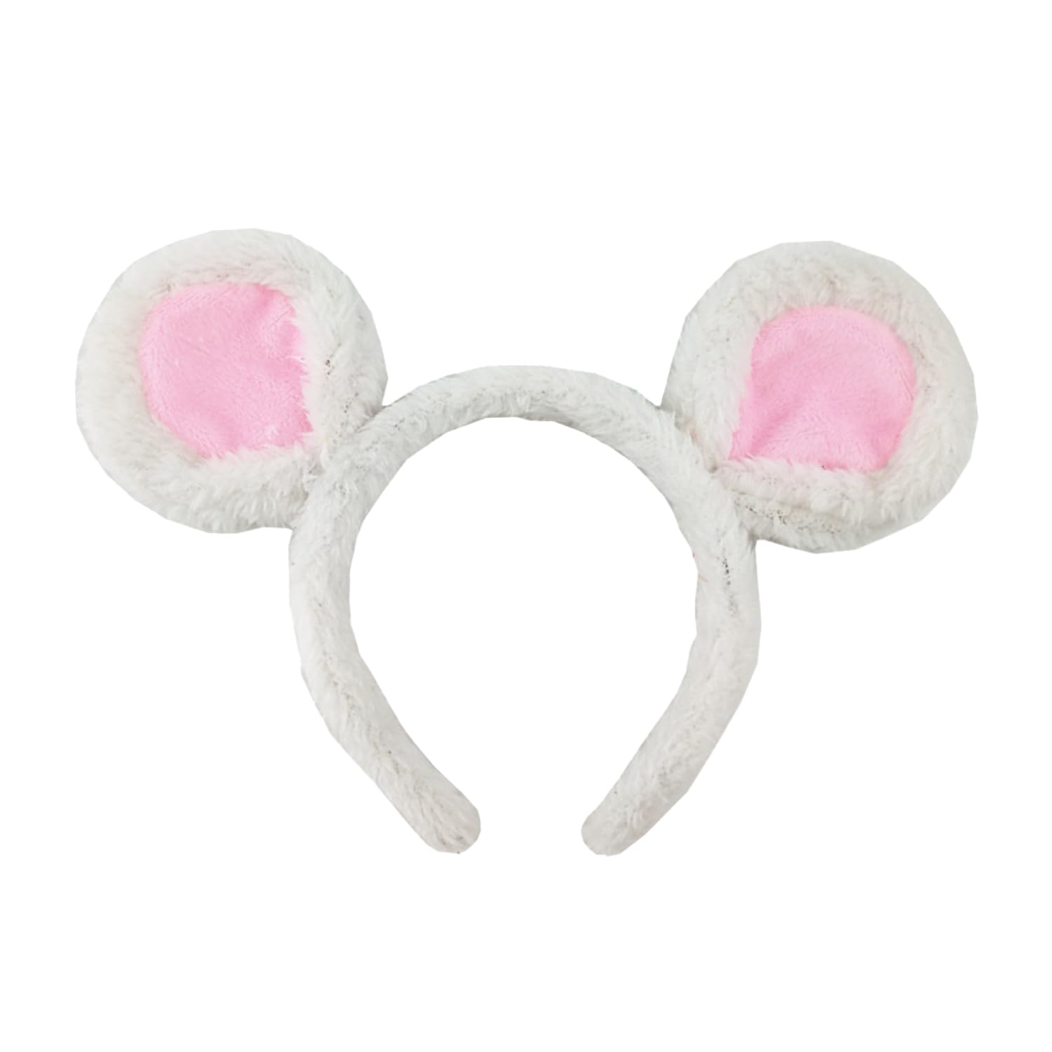 HAICN Mouse Ears Headbands Soft Plush Cute Ears Headwear Washing Face Headbands Cartoon Animal Fancy Dress Hair Accessories for Halloween Party Cosplay Supplies (White)