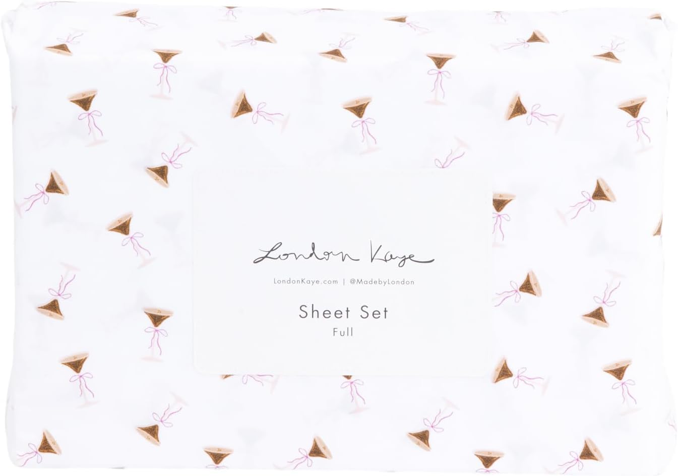London Kaye Sheet Set, Mini Martini on White Background, Full