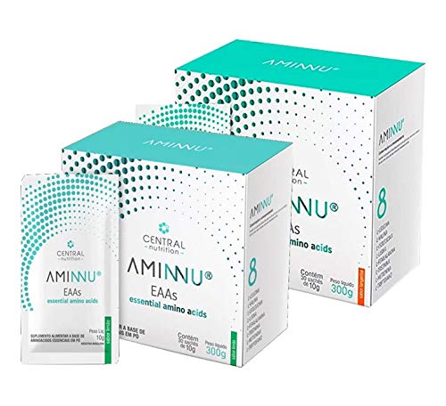 2 Caixas Aminnu Eaas 10g, 30 Sachês - Central Nutrition - Sabor Limão e Tangerina
