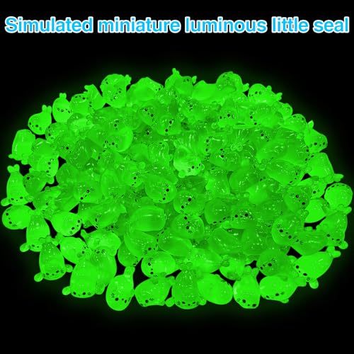 Image of 100Pcs Glow in The Dark Mini Seal Figurines Cute Luminous Resin Sea Animals 4 Styles Seal Pup DIY Tiny Ocean Creatures for Fairy Garden Aquarium Decor