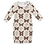 HXshaoye Fashion Brown Rose Butterfly Newborns Baby Boys Girls Sleeper Gown Comfy Sleepsuit Long Sleeve ropita de nena