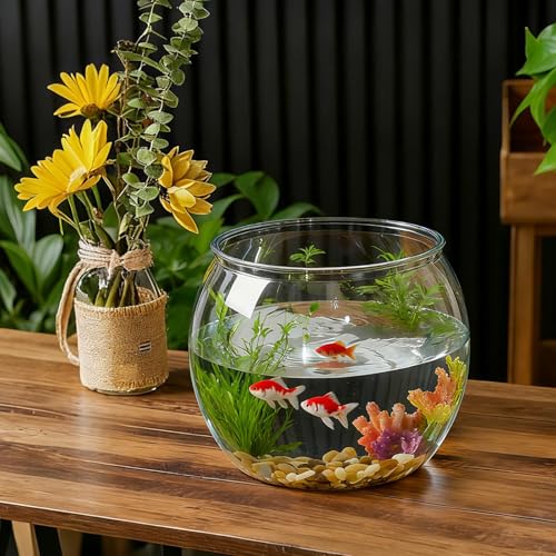 Image of Geelin 3 Gallon Plastic Fish Tank Large Bowl Shatterproof with Crystal Clear Clarity for Terrarium, Flower Vase Centerpiece Gift for Fish Lovers (Round)
