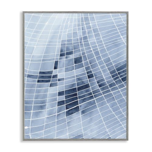 'Abstract Blue Squares Shapes Modern White'| Framed Giclee Art