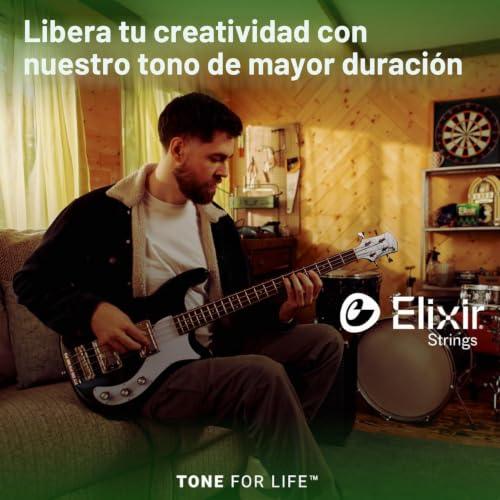 Miniatura 6 de Elixir Cuerdas De Bajo De 5 Cuerdas Strings De Acero Inoxidable Con Recubrimiento Nanoweb, Escala Larga, Calibre Ligero .045-.130