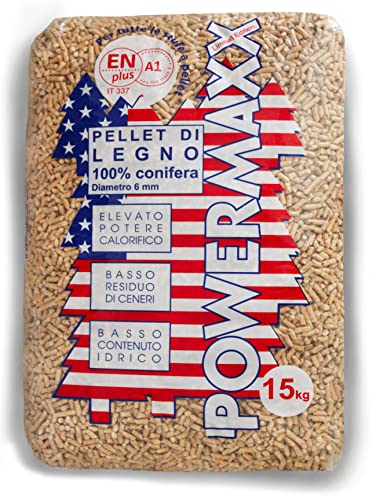 PELLET 2 SACCHI x 15kg PELLET USA AMERICANINO DI CONIFERA PER STUFE E TERMOSTUFE A1