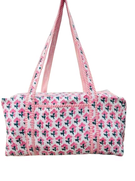 Premium Quilted Large Original Duffel Travel Bag, Tote Gym Bag,Shoulder Weekender Overnight Bag for Women Floral Patchwork Handmade bags gifts (color-8, 20x10x10