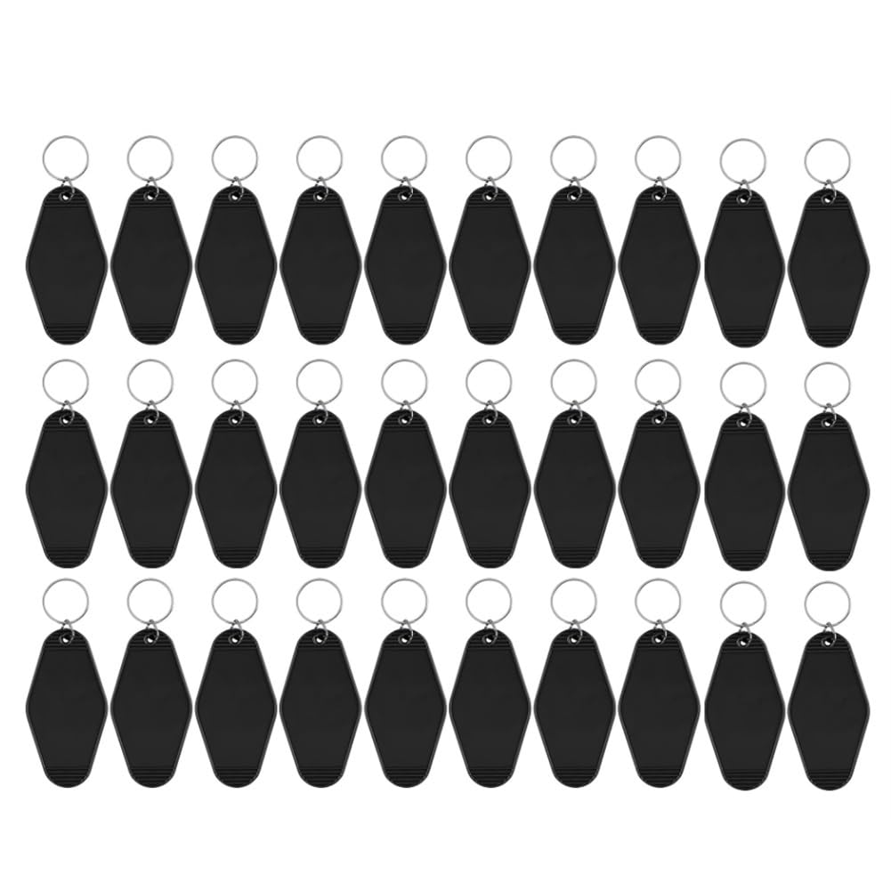 CTRLZS 30Pack Motel Keychain Sublimation Blank Keychain for Vinyl DIY Crafting Keychain Black