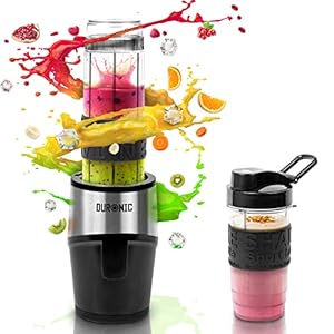 Duronic BL520 mini blender | 570 en 400 ml drinkfles | elektrische mixer 500W | sapcentrifuge roestvrijstalen messen | smoothie maker | BPA vrij | proteïne fitness | babyvoeding hooggeleidingsmixer